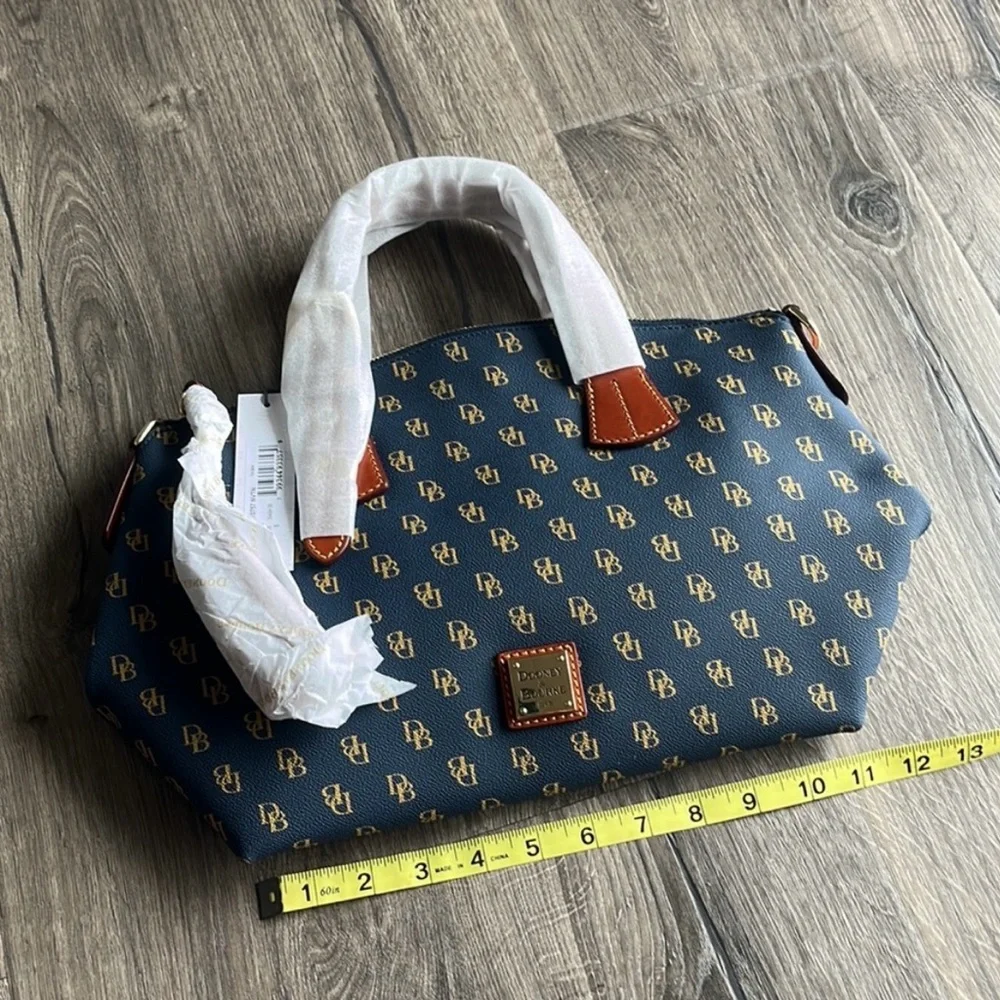 NWT Dooney & Bourke Monogram Navy Trina Satchel
